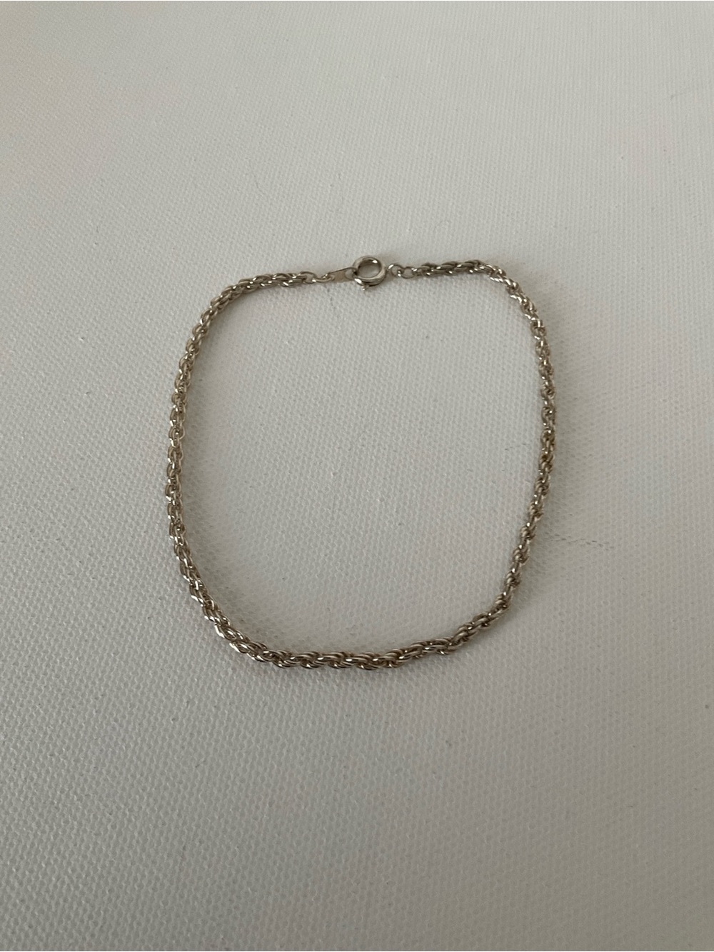 Silver Tone Rope Chain Bracelet